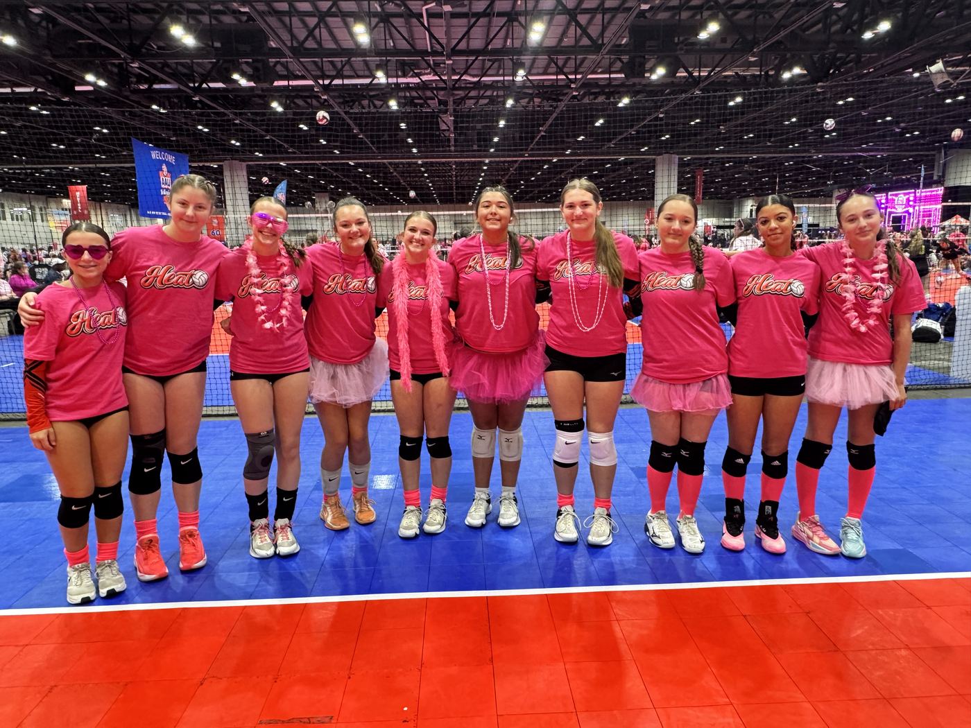Nassau Heat 15U team on pink spirit day at AAU Nationals